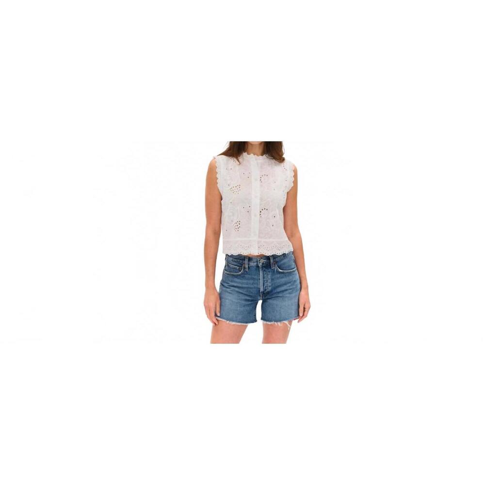 NEW SIX/FIFTY wren eyelet top in white
